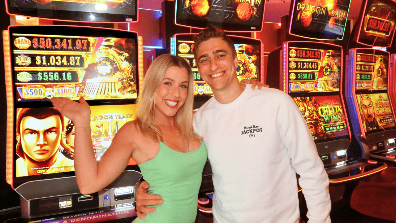 Mr and Mrs Jackpot in a casino